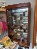 A Chinese mahogany mirror back display cabinet COLLECT ONLY