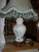 A ceramic table lamp with shade, COLLECT ONLY.