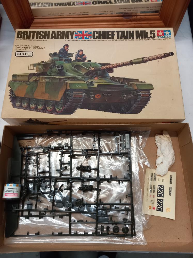 5 boxed Tamiya 1/35 scale military vehicles, British army chieftain MK5 box empty, Leopard and - Image 8 of 8
