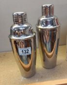2 stainless steel cocktail shakers