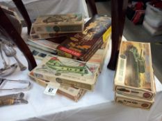 A quantity of vintage empty model kit boxes including Airfix Aurora etc