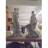 Two Lladro shepherd figures, one with crook but crook a/f.