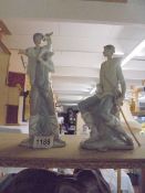 Two Lladro shepherd figures, one with crook but crook a/f.