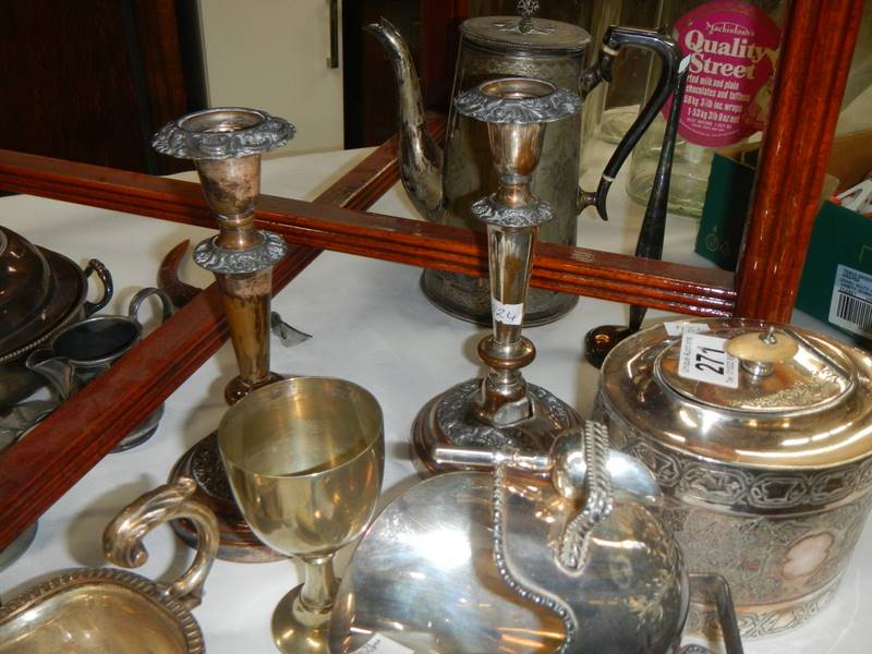 A good mixed lot of silver plate including candlesticks. - Image 2 of 2