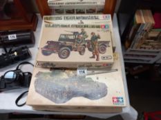 5 boxed Tamiya 1/35 scale military vehicles, British army chieftain MK5 box empty, Leopard and