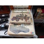 5 boxed Tamiya 1/35 scale military vehicles, British army chieftain MK5 box empty, Leopard and