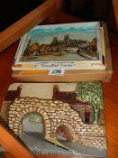 A vintage boxed Ray Fisk painted plaque of Lincoln and Brayford arch.