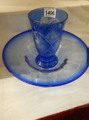 A large blue bowl and an overlaid blue vase. COLLECT ONLY