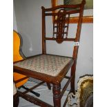 An Edwardian mahogany inlaid bedroom chair, COLLECT ONLY.