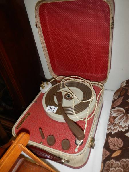 A vintage Wetminster record player in travel case, COLLECT ONLY.