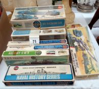 Early Airfix RAF and Navy military vehicle kits, some boxes empty/completeness unknown