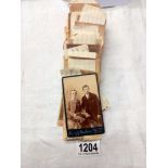 A quantity of various Carte de Visite cards