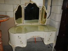 A French style triple mirror dressing table, COLLECT ONLY.