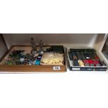 2 trays of repainted Matchbox military vehicles & plastic soldiers etc.