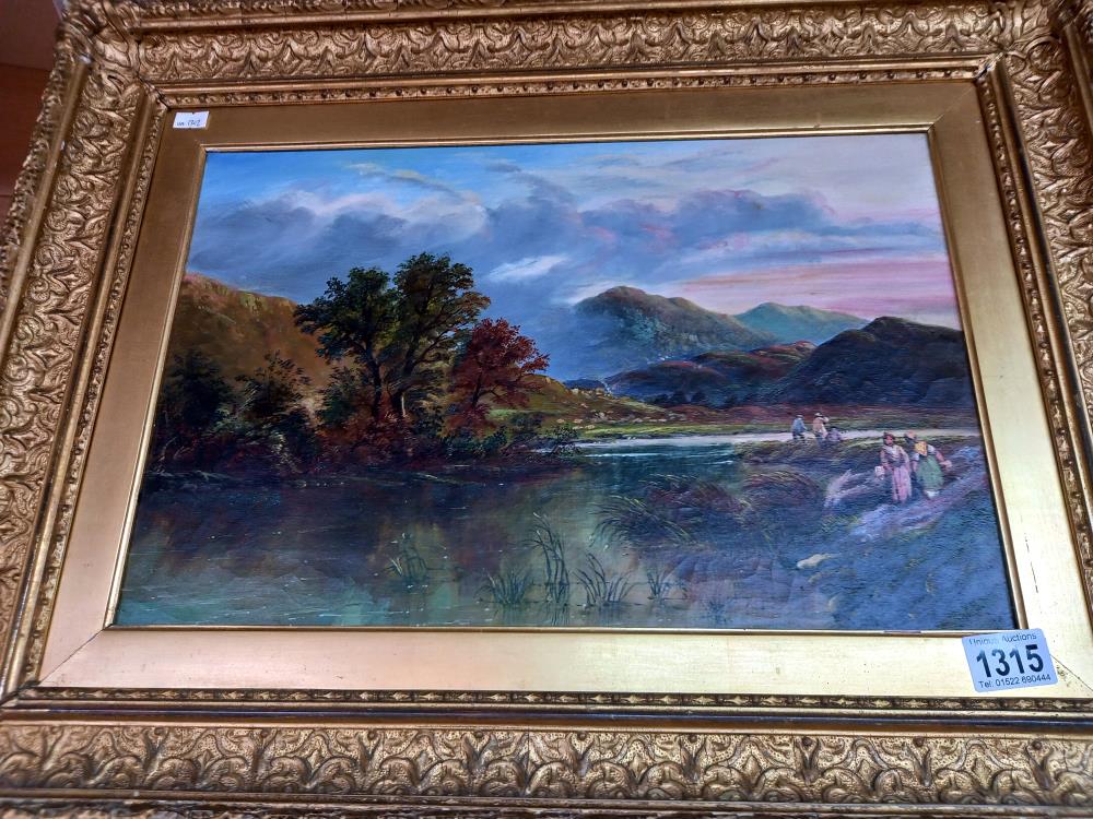 A gilt framed oil on canvas rural scene, unsigned, 52cm x 36.5cm COLLECT ONLY. - Image 3 of 9