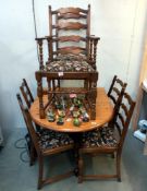 A set of 6 oak ladder back country dining chairs COLLECT ONLY.