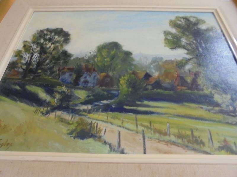 A good oil painting on board rural scene signed L E Tursley? - Image 2 of 3