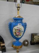 A ceramic and gilt table lamp base, COLLECT ONLY.