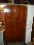 A 1930's oak wardrobe, COLLECT ONLY.