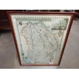 A framed and glazed map of Nottinghamshire 53.5cm x 43cm COLLECT ONLY