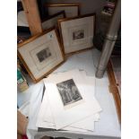 A quantity of gilt framed Lincoln engravings and other Lincoln map, prints etc