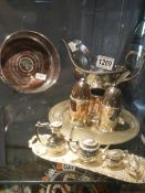 A mixed lot of mid 20th century silver plate including decanter stand.