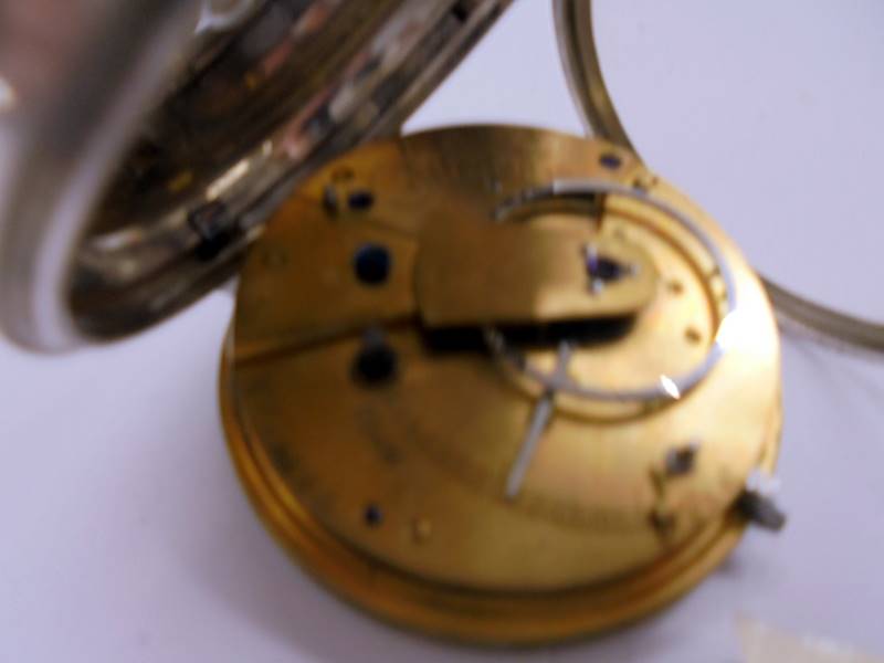 A silver pocket watch, D Bowen Alfreton, with key and in working order. - Image 4 of 4