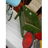 A vintage child's wooden wheel barrow, COLLECT ONLY.