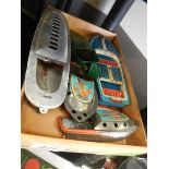 A selection of vintage tin plate steam putt putt boats