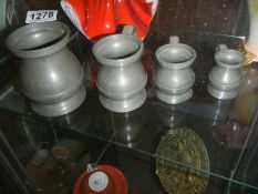 A good set of antique pewter measures, all stamped.