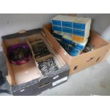 Two boxes of engineering tools including dies, nuts, bolts etc., and a companion set, COLLECT ONLY.