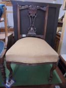 A mahogany nursing chair on cabriole legs, COLLECT ONLY.