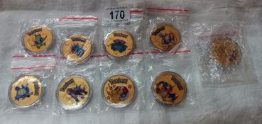 A bag of 9 collectable Pokemon coins