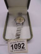 A vintage stainless steel Timex wrist watch, in working order.