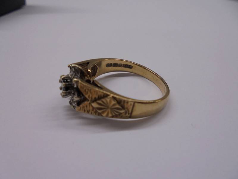 A 9ct yellow gold diamond and sapphire ring, size Q, 4 grams. - Image 3 of 3