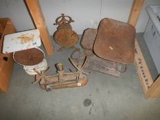 A quantity of 19/20th century of cast iron kitchen scales. COLLECT ONLY.