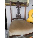 An Edwardian mahogany bedroom chair, COLLECT ONLY.