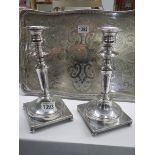 A good quality pair of silver plate candlesticks.