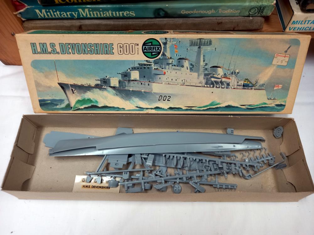 A qty of vintage airfix etc model kits. HMS Manxman & Kumano incomplete Ark Royal started - Image 6 of 7