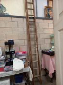 A double section wooden ladder with aluminium rungs COLLECT ONLY