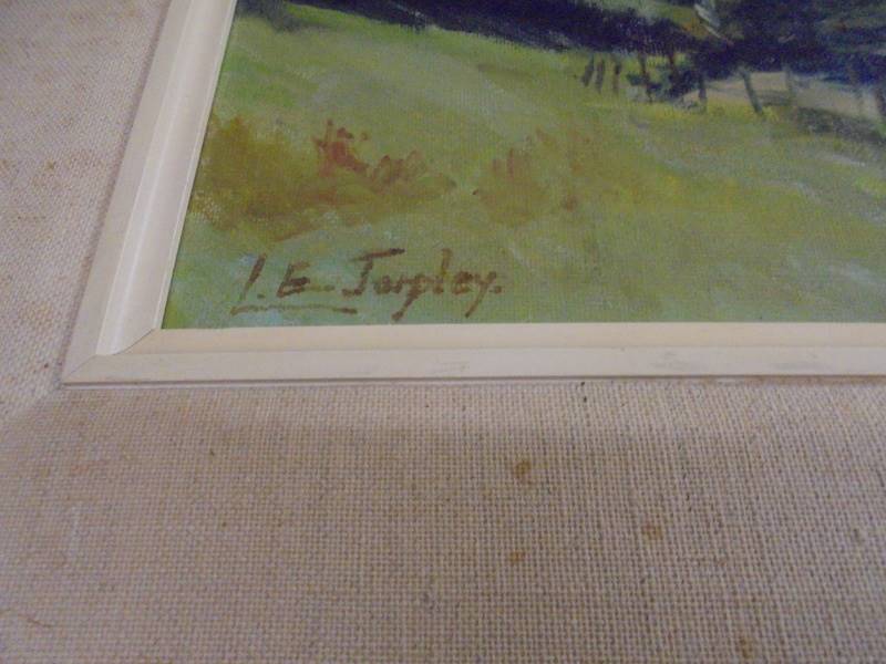 A good oil painting on board rural scene signed L E Tursley? - Image 3 of 3