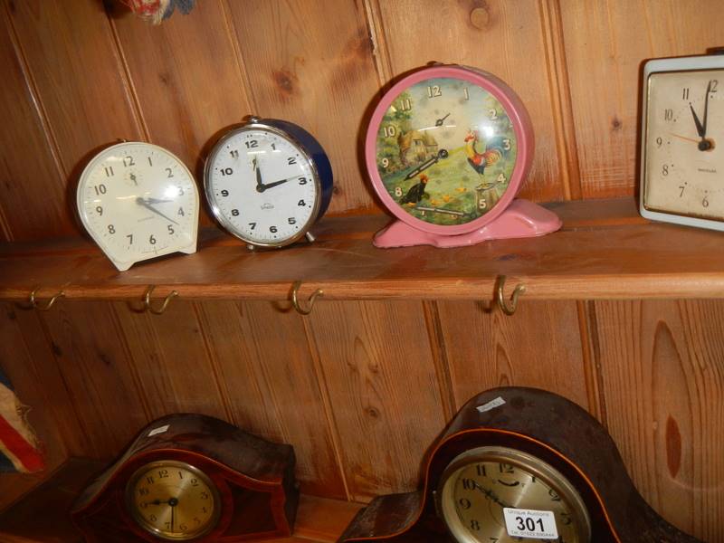 A quantity of vintage and Edwardian clocks including pecking chicken alarm clock. - Image 2 of 3