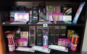 2 shelves of new (unopened) writing/colouring/craft implements