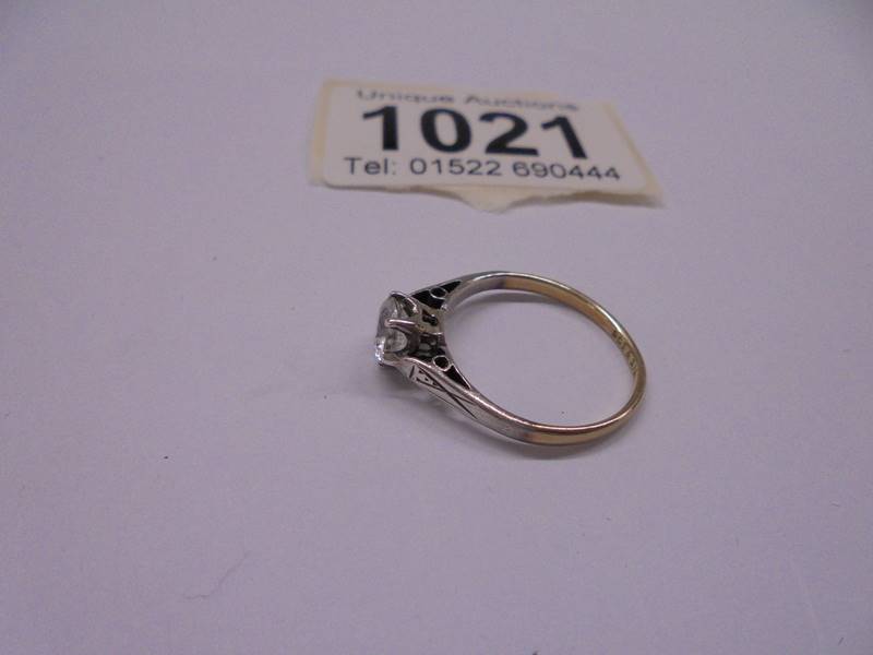 A 9ct gold single stone ring, size L, 1.4 grams. - Image 2 of 3