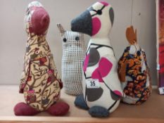 4 craft door stops, ducks, cat, chicken