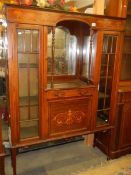 An Edwardian mahogany inlaid display cabinet, COLLECT ONLY.