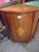 A small mahogany inlaid corner cupboard, COLLECT ONLY.