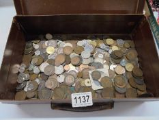 A small suitcase containing over 5 kg of world coins.