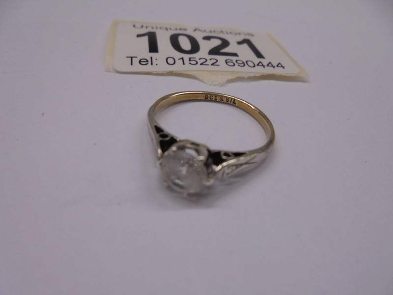 A 9ct gold single stone ring, size L, 1.4 grams.