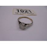 A 9ct gold single stone ring, size L, 1.4 grams.